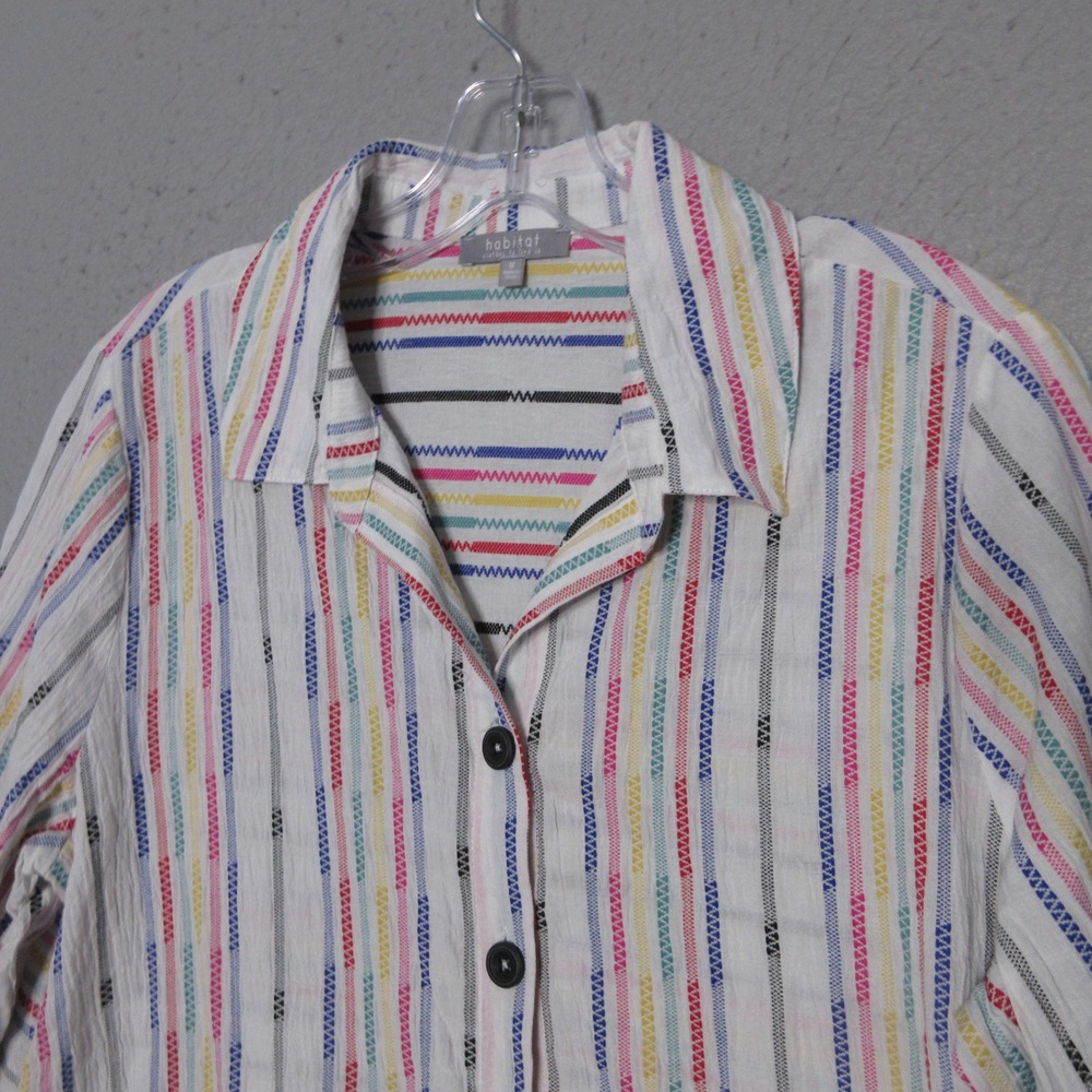Habitat Clothes to Live in Top Medium Rainbow Stripe Textured Lagenlook Colorful